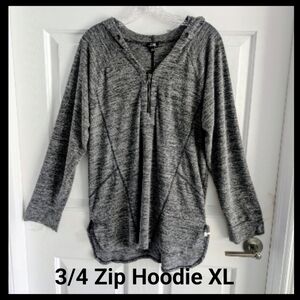 CG 3/4 Zip Hoodie Cable & Gauge XL Women's Athletic Workout Top, Gray